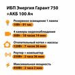 ИБП для котла Энергия Гарант 750 + Аккумулятор 100 Ач 12 В (450Вт - 122мин) - ИБП и АКБ - ИБП для котлов - Магазин электрооборудования Проф-Электрик