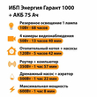 ИБП для котла Энергия Гарант 1000 + Аккумулятор 75 Ач 12 В (600Вт - 68мин) - ИБП и АКБ - ИБП для котлов - Магазин электрооборудования Проф-Электрик